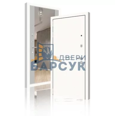 Дверь ЛАБИРИНТ Лайн Уайт с Широким зеркалом - Грей софт