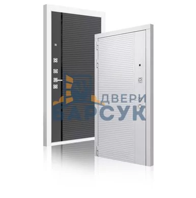 Дверь ЛАБИРИНТ Пиано Уайт 22 - Графит софт, черная вставка