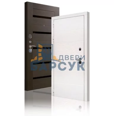 Заводские Двери «ДЭКО Белый снег/Панель царговая СБ1 Орех рифленый»