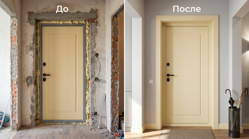 Финишная отделка дверного проёма доборами